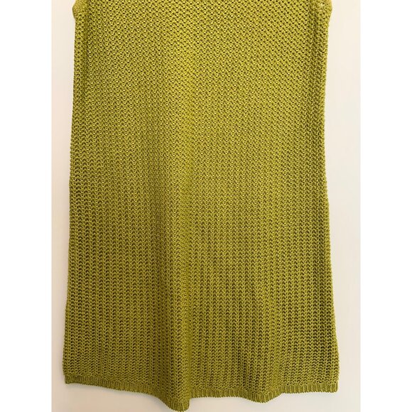 Linda Allard Ellen Tracy Women's Lime Green Sleeveless Knit Sweater Top Size M - Picture 3 of 10
